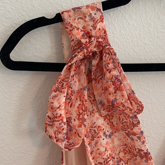 Lulu’s Afternoon Angel Orange Multi Floral Print Ruffled Mini Dress Size Large - Picture 8 of 10